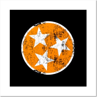 Tennessee Flag Orange White Distressed Tn State Posters and Art